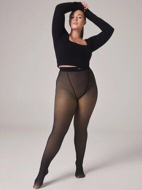 TOAST SHEER ILLUSION FLEECE-LINED TIGHT FAIR/BLACK 1X/2X